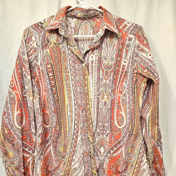 Etro cotton paisley print blouse size 46 made in Italy - Picture 4 of 9